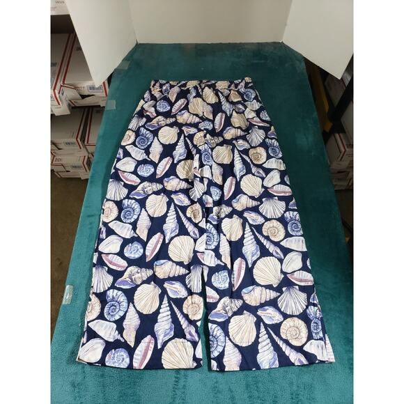 Calypso Pants Size Large Womens Blue Lightweight Linen Blend Pull On Cropped NWT - Picture 10 of 11